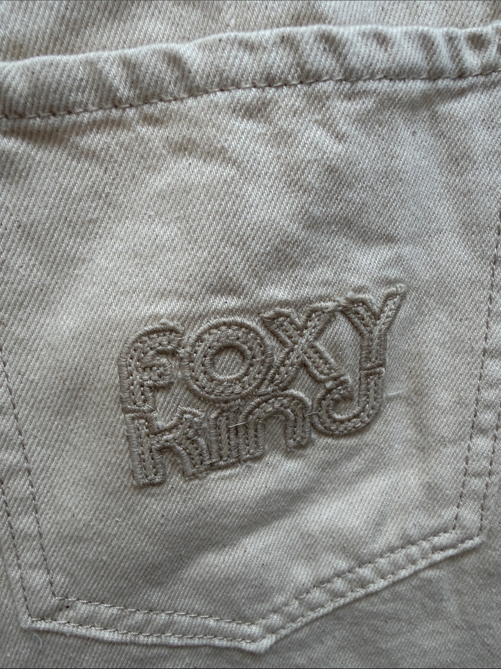 The Foxy Kind Ace High Denim Cream Shorts In Buttermilk Nwt Size Xl — image 8 of 8